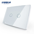 Livolo EUA Toque Interruptor de Luz 110 ~ 250 V 2 gang Controle de Luz com LED indicador de interruptor elétrico